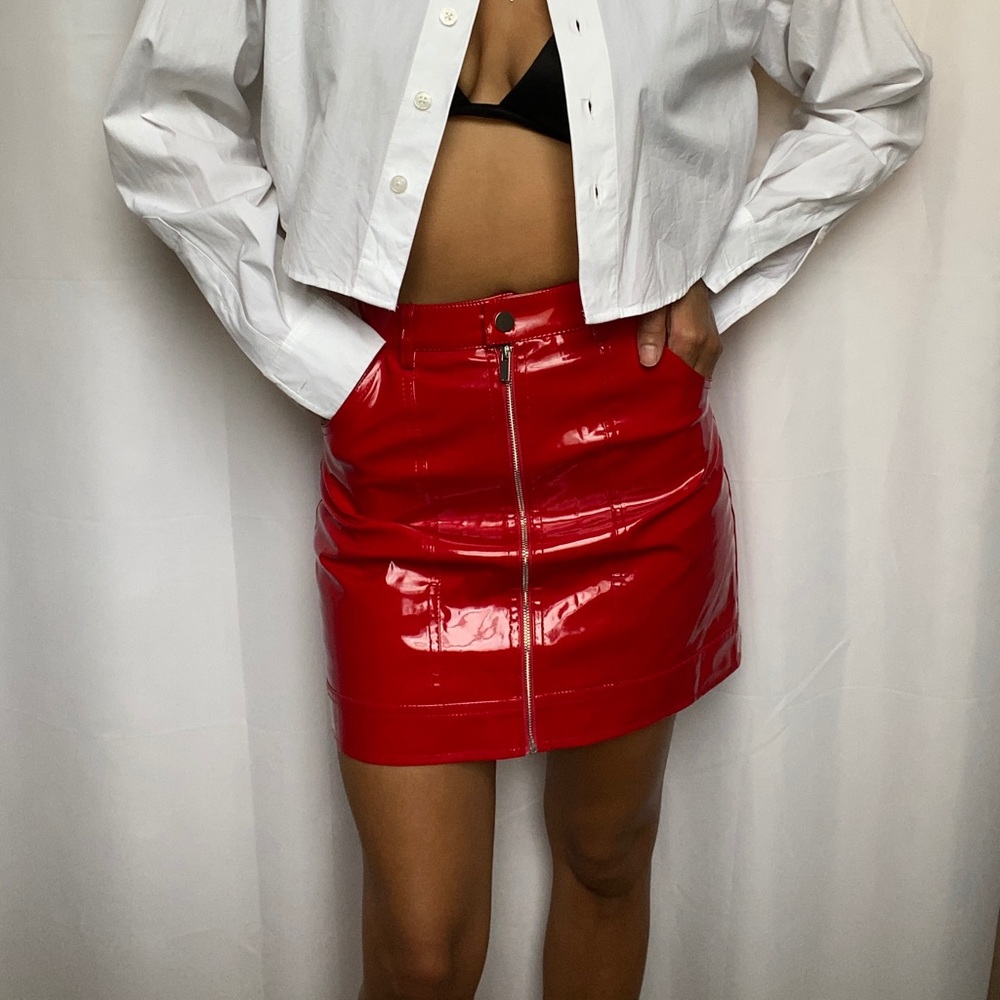 Mistress Rocks Red Vinyl Skirt ❤️